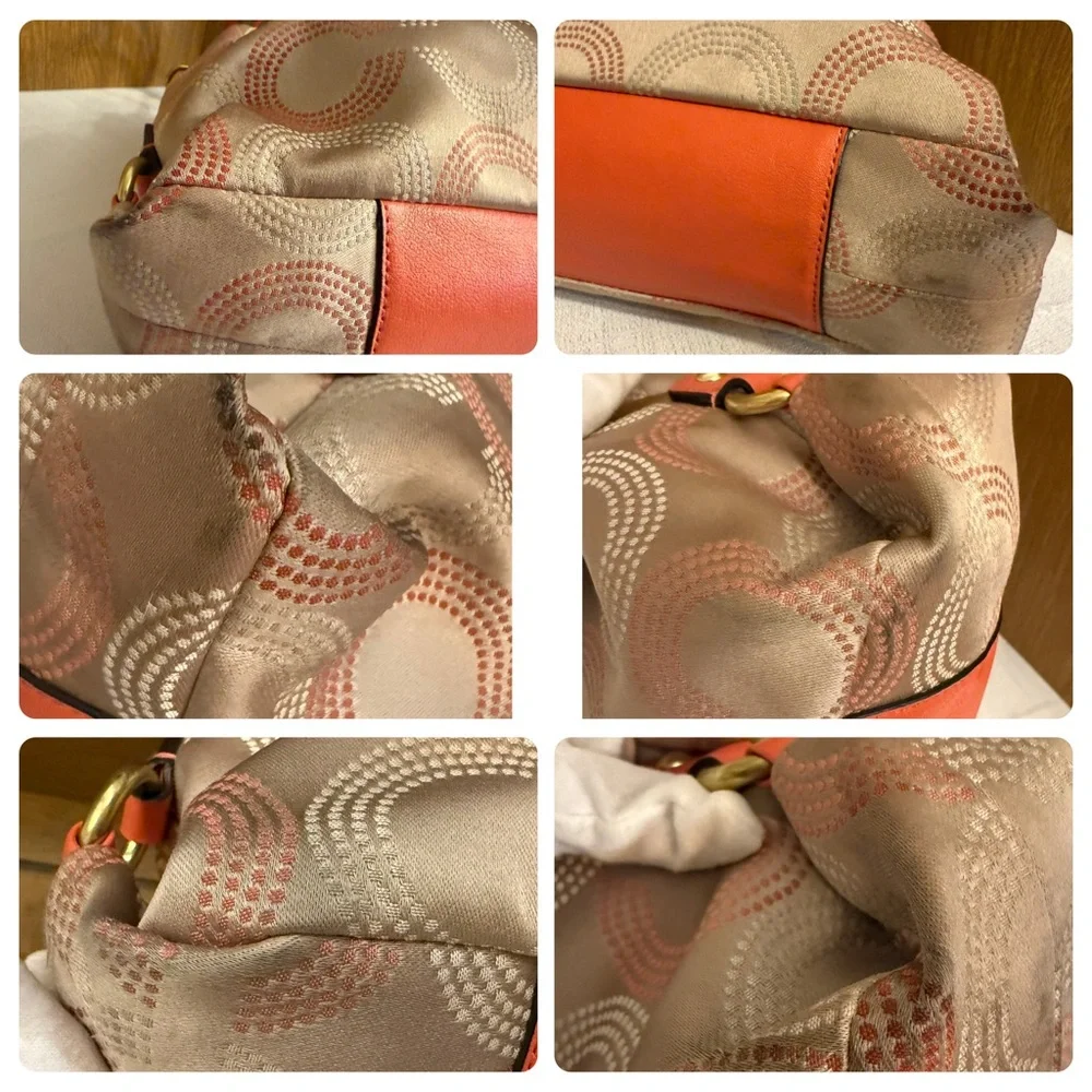 Coach Coral and Beige Shoulder Bag